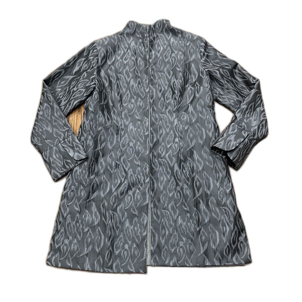 Gump's San Francisco Jacket Womens 6 Open Front Gray Long Line Pockets